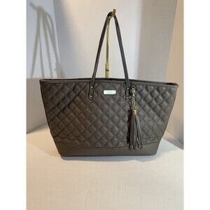 BCBG Paris  Large Tan Faux Leather Quilted Pattern Handbag Tote /Purse